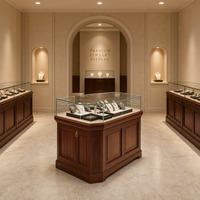 Comptoir d'exposition de bijouterie de luxe, vitrine en verre sur mesure avec éclairage LED pour boutique, centre commercial, salle d'exposition, aménagement de magasin de détail