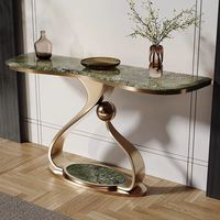 Table console extensible moderne en acier inoxydable et marbre, couleur personnalisable, style luxe léger, pour salle à manger, couloir, meubles de maison