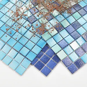 Ubin Kolam Renang Mosaik Pabrik Ubin Porselen Mosaik Kolam Renang Berkilau Kasar Mosaik Keramik untuk Ubin Kolam