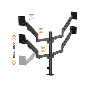 Nuevo Soporte de Escritorio Cuádruple de Acero con Resorte de Gas para Monitor de Computadora LCD Ergonómico, Giratorio 180°, 100x100mm - Product Image 3