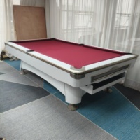 Fabrikpreis Amerikanischer 8ft 9ft Schiefer-Billardtisch für 9-Ball, Weißer Billardtisch mit Massivholzrahmen aus Eiche und Schiefer-Nivelliersystem
