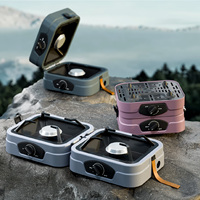 Fourneau au propane de qualité supérieure, design métallique, 2 brûleurs, pliable, portable, finition enduite, facile à nettoyer, couleur vive, économique