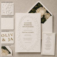 Ensemble d'invitations de mariage élégantes avec couronne en relief, cartes personnalisées imprimées pour les détails du mariage et les réponses RSVP