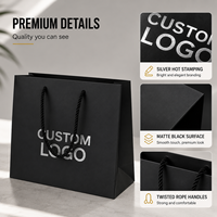 Tas Kado Kertas Karton Hitam Premium Mewah dengan Pegangan Tali Logo Kustom untuk Kemasan Aksesoris Fashion Perhiasan Butik
