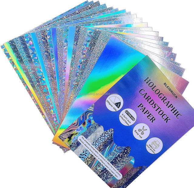 Wholesale Printable Foil Mirror Metallic Cardstock 12x12 Holographic Cardboard 250gsm Laser Holographic Paper for Diy Project