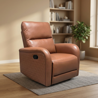 Sillón Reclinable de Cuero Moderno, Respaldo Sólido, Reclinación Manual, Mueble de Sala de Estar, Diseño Contemporáneo, Sillón de Descanso