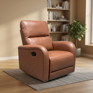 Modern Leather Chair Solid Back Manual Reclining Living Room Furniture Contemporary Design Leisure Chair - Product Image 2
