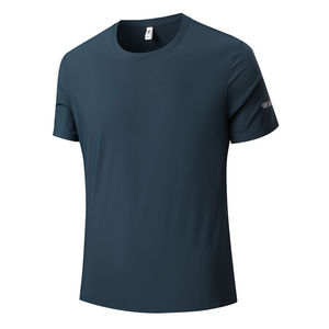 Custom T-Shirt Men's Quick-Dry Short Sleeve Solid Color Polyester Leisure Wear - Product Image 4