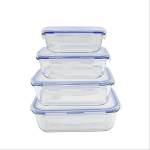 Vidrio transparente minimalista personalizado para <span class=keywords><strong>Tupper</strong></span> Meal Prep contenedor de almacenamiento, Juego de 2-3 piezas, fiambrera escolar para uso alimentario - Product Image 2