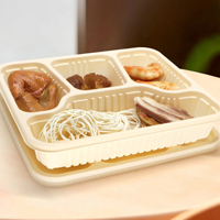 Boîte à lunch jetable de haute qualité en amidon de maïs, biodégradable, avec 4 compartiments, pour emporter