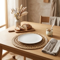 Set de table rond en jonc de mer naturel tressé, décoration murale tissée, style bohème et rustique, pour la maison et la salle à manger, taille personnalisée