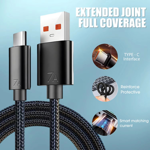 Cavo dati USB a to Type C 7A treccia di ricarica Super veloce per <span class=keywords><strong>Samsung</strong></span> Xiaomi Mi telefono Tablet cavo USB-C ricarica rapida - Product Image 6