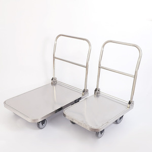 Chariot à main pliable en acier léger, 4 roulettes en caoutchouc silencieuses pour le shopping, le stockage frigorifique et la manutention en entrepôt - Product Image 4