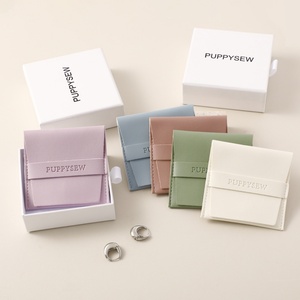 Custom Logo PU Leather Envelope Jewelry Pouch Luxury Jewelry Packaging Bag for Rings Bracelets Necklaces Earrings 8x8cm - Product Image 2
