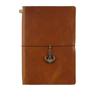 AIGUONIU Funda de Cuaderno de Viaje de Cuero Genuino Hecho a Mano Vintage Cuero de Vaca Tamaño A5 TN Diario Sketchbook Planificador Estilo de Tapa Dura - Product Image 1