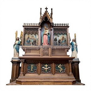 Premium Quality Handcrafted Teak <b>Wood</b> Religious Altar Sacred Church Altar <b>Table</b> with Gothic Arch Design Antique Christian Alter - Product Image 4