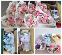 Karangan Bunga Rajut Mawar Lily Siap Pakai Hadiah Natal Hari Valentine Bunga Buatan Tangan Benang Wol Realistis