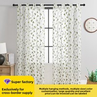 Tissu de rideau fini transfrontalier pour rideaux de chambre à coucher, rideaux transparents brodés de feuilles, rideau d'été moderne personnalisable
