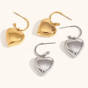 Dingran Valentine's Day Jewelry Hollow Heart Drop Earrings Tarnish Free 18k Gold Plated Jewelry Stainless Steel Earrings
