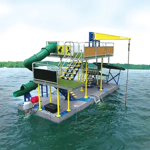 Festive Jungle Water Park Floating Diving Amusement For Sales Floating Pool Platform Water Bungee Jumping Water Slide