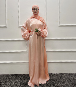 Modern Women's Long Satin <strong>Kaftan</strong> Gown New Design Shiny Silk Maxi Abaya Dress with Belts Soft Sets for Party Evening <strong>Summer</strong> - Product Image 6