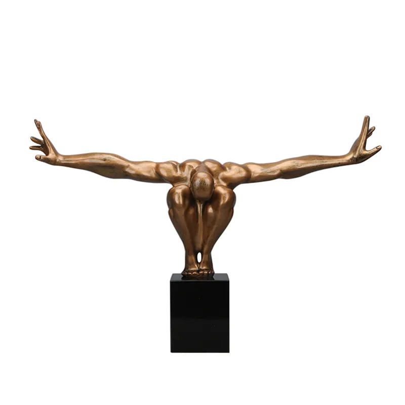 Estátua de mergulhador de bronze nua com base em mármore, modelo de metal e escultura, tema esportivo de tamanho grande, ideal para mergulhador