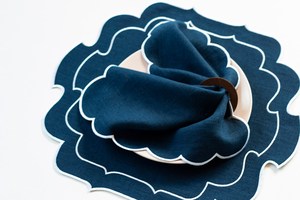 Usine spot inventaire lin tissu mariage brodé à la main sous-verres bord pétoncle serviettes serviettes de Table tissu pour mariage - Product Image 6