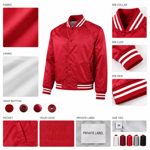Chaqueta de Béisbol Personalizada Premium para Hombre, Chaqueta Bomber Varsity de Satén, Logotipo Personalizado, Marca Privada, Fabricante Mayorista OEM ODM - Product Image 3