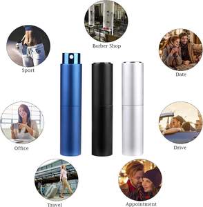 Flacon de parfum rechargeable miniature en aluminium personnalisé, 10 ml, vaporisateur de parfum en verre épais avec boîte - Product Image 3