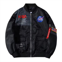 Nouvelle veste bomber NASA pour homme, coupe ample, fermeture éclair, coupe-vent, écologique, grande taille, fabriquée en usine pour l'hiver