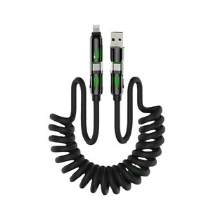 Câble de charge rétractable 4-en-1 avec lumière pour Apple, Huawei, iPhone 16 - Product Image 1