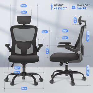 Chaises de <span class=keywords><strong>bureau</strong></span> ergonomiques <span class=keywords><strong>FLEXISPOT</strong></span> OC1, chaise de <span class=keywords><strong>bureau</strong></span> en maille, chaise de travail confortable à dossier haut avec roulettes pivotantes, noire - Product Image 2