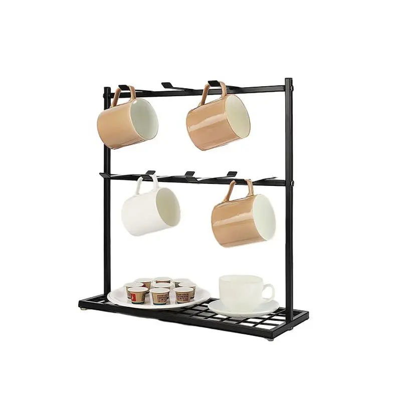 NISEVEN Hot Sale Large Coffee Mug Holder Stand for Coffee Station & Kitchen 2 Tier Mug Holder Metal Wire Coffee Cup Holder