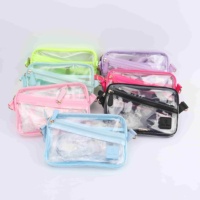 Sacs banane transparents en PVC imperméables avec fermeture éclair pour enfants, sacs de voyage à bandoulière réglables aux couleurs bonbon