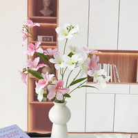 Vente flash : Fleurs de lys artificielles en soie, 7 têtes, 76 cm, rose, fleurs réalistes et colorées pour la décoration de la maison et des mariages