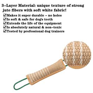 Alta calidad al por mayor perro mordedura tirón palo yute cáñamo juguete entrenador adecuado para <span class=keywords><strong>perros</strong></span> de trabajo mordedura tirón palo con 2 mango fuerte - Product Image 3