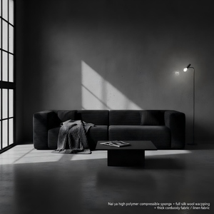 Conjunto de Sofá Moderno de Pana Negra, Modelo A-20, Sofá Cama Compacto para Sala de Estar Pequeña, Sofá Cama Modular Convertible de 3 Plazas - Product Image 5