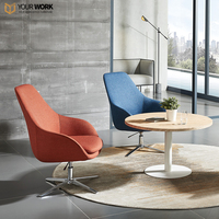 Canapé-fauteuil moderne et minimaliste pivotant à pieds en acier Mobilier confortable de salon et de bureau pour les repas et les loisirs