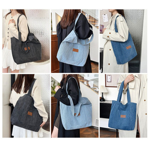Qetesh Canvas Tote Túi Thời Trang Denim Nhà Máy Bán Buôn Của Phụ Nữ Duy Nhất Vai Túi Cho Các Trường Học Và Làm Việc - Product Image 6