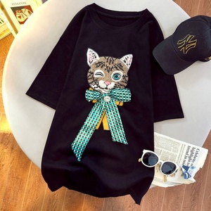 2022 Offre Spéciale mi-long T-shirt femmes mode surdimensionné T-shirt décontracté à manches courtes T-shirt à la mode Chic blanc graphique T-shirt - Product Image 6