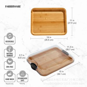 Plateau à fromage en bambou avec couvercle, 12x16 pouces, plateau de service pour charcuterie, en-cas, fruits et charcuterie - Product Image 4