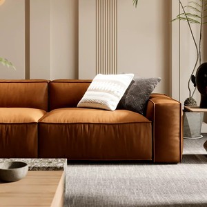 Canapé en cuir <span class=keywords><strong>Baxter</strong></span> Cube, RetroOrange, minimaliste italien, 3 places droit pour petits salons - Product Image 3