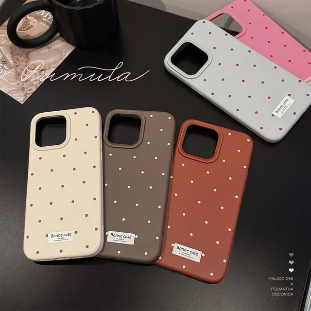 New Fashion INS Polka Dot Pattern Phone case for iPhone 16 15 17 Pro Max Macroporous Silicone Liquid Soft Shockproof Rear Cover