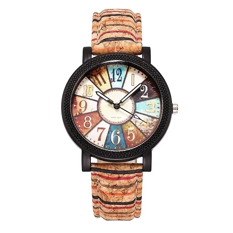 ساعة كوارتز غير رسمية ملونة من الحبوب الخشبية ، ساعات معصم هدايا مخصصة حسب الطلب