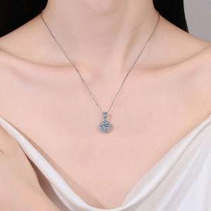 Fashion Round Full Diamond Moissanite <b>Pendant</b> S925 <b>Sterling</b> <b>Silver</b> <b>Necklace</b> Female - Product Image 2
