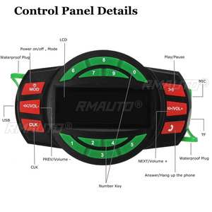 Système audio Bluetooth pour moto, radio FM, lecteur de musique MP3 avec 2 haut-parleurs amplifiés pour scooter, VTT, quad - Product Image 4