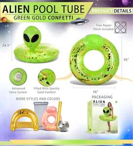 Flotador Inflable de PVC con Forma de Extraterrestre, Anillo de Natación Verde Brillante para Adultos y Niños, Cumple con las Normas de la UE y EE. UU. - Product Image 6
