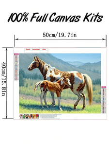 DIY 40x50cm Brownish White <strong>Horse</strong> Diamond <strong>Painting</strong> Full Round Beads Animal Theme Diamond <strong>Painting</strong> for Home Decoration - Product Image 2