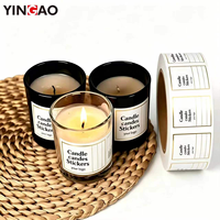 Rouleau d'étiquettes personnalisées écologiques imperméables noires et blanches mates pour pots de bougies, emballages adhésifs pour boîtes en cire et contenants d'aromathérapie