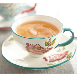 Wholesale 280ml Chinese Style Flower Ceramic <b>Coffee</b> <b>Mugs</b> & Tea Cups <b>Set</b> with Plate Customizable Eco-Friendly Gift - Product Image 4